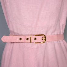 Load image into Gallery viewer, 50s BALLET PINK BRUSHED RAYON DRESS WITH LACE NECKLINE - S