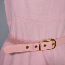 Load image into Gallery viewer, 50s BALLET PINK BRUSHED RAYON DRESS WITH LACE NECKLINE - S