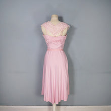 Load image into Gallery viewer, 50s BALLET PINK BRUSHED RAYON DRESS WITH LACE NECKLINE - S
