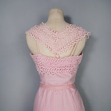 Load image into Gallery viewer, 50s BALLET PINK BRUSHED RAYON DRESS WITH LACE NECKLINE - S
