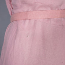 Load image into Gallery viewer, 50s BALLET PINK BRUSHED RAYON DRESS WITH LACE NECKLINE - S