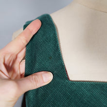 Load image into Gallery viewer, 70s GREEN CORDUROY A-LINE MIDI PINAFORE SKIRT / DRESS - S