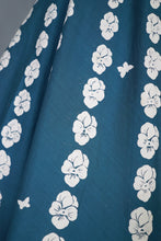 Load image into Gallery viewer, 50s TEAL GREEN "MAXMOR" FULL SKIRTED COTTON DRESS WITH FLORAL AND BUTTERFLY PRINT - M