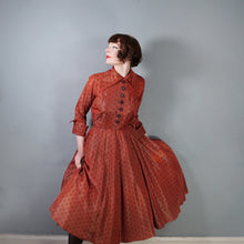 Load image into Gallery viewer, 40s 50s FRED HOWARD RUST COLOURED POLKA DOT FULL CIRCLE DRESS - M