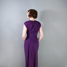 Load image into Gallery viewer, 50s UNUSUAL TAILORED PURPLE WOOL WIGGLE DRESS WITH TAIL COAT BOLERO JACKET - S