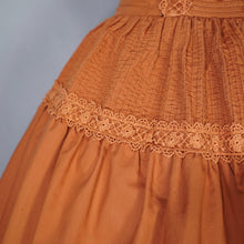 Load image into Gallery viewer, 50s TONI TODD RUST ORANGE DAY DRESS WITH PIN TUCKS AND LACE - S