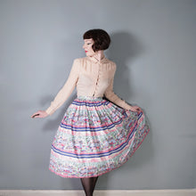 Load image into Gallery viewer, 50s PINK NOVELTY SCENIC HARBOUR AND BOATS PRINT FULL SKIRT -26-27&quot;