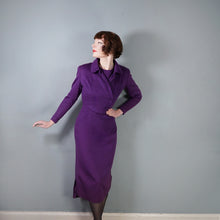Load image into Gallery viewer, 50s UNUSUAL TAILORED PURPLE WOOL WIGGLE DRESS WITH TAIL COAT BOLERO JACKET - S