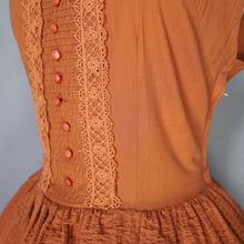 Load image into Gallery viewer, 50s TONI TODD RUST ORANGE DAY DRESS WITH PIN TUCKS AND LACE - S