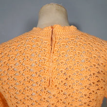 Load image into Gallery viewer, 70s PEACHY ORANGE HAND CROCHETED LACE SLEEVE TOP - S