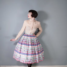 Load image into Gallery viewer, 50s PINK NOVELTY SCENIC HARBOUR AND BOATS PRINT FULL SKIRT -26-27&quot;