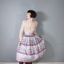 Load image into Gallery viewer, 50s PINK NOVELTY SCENIC HARBOUR AND BOATS PRINT FULL SKIRT -26-27&quot;