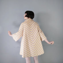 Load image into Gallery viewer, 50s 60s CLAREWOOD PASTEL YELLOW AND PURPLE STRIPE FUZZY MOHAIR SWING COAT - S-M