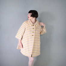 Load image into Gallery viewer, 50s 60s CLAREWOOD PASTEL YELLOW AND PURPLE STRIPE FUZZY MOHAIR SWING COAT - S-M