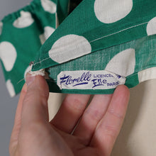 Load image into Gallery viewer, 50s "FLORELLE PARIS" GREEN POLKA DOT CROPPED OFF SHOULDER SUN TOP - XS-S