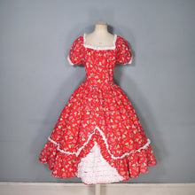 Load image into Gallery viewer, 50s RED COTTON NOVELTY PRINT FLAMENCO PRINT RUFFLED FULL SKIRT - S-M