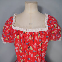 Load image into Gallery viewer, 50s RED COTTON NOVELTY PRINT FLAMENCO PRINT RUFFLED FULL SKIRT - S-M