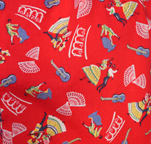 Load image into Gallery viewer, 50s RED COTTON NOVELTY PRINT FLAMENCO PRINT RUFFLED FULL SKIRT - S-M