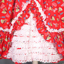 Load image into Gallery viewer, 50s RED COTTON NOVELTY PRINT FLAMENCO PRINT RUFFLED FULL SKIRT - S-M