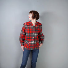 Load image into Gallery viewer, 50s PENDLETON BRIGHT RED AND GREY PLAID CHECK 49ER WOOL JACKET - M