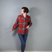 Load image into Gallery viewer, 50s PENDLETON BRIGHT RED AND GREY PLAID CHECK 49ER WOOL JACKET - M