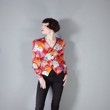 Load image into Gallery viewer, 80s YVES SAINT LAURENT NOVELTY MASCARADE PRINT SILK BLOUSE - S-M