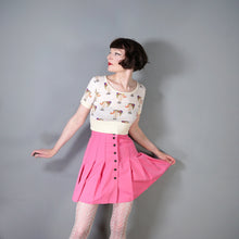 Load image into Gallery viewer, 60s CANDY PINK PLEATED MINI BUTTON THROUGH SKIRT - 26&quot;