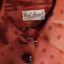 Load image into Gallery viewer, 40s 50s FRED HOWARD RUST COLOURED POLKA DOT FULL CIRCLE DRESS - M