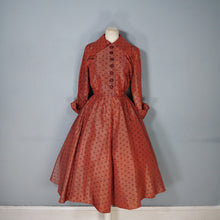 Load image into Gallery viewer, 40s 50s FRED HOWARD RUST COLOURED POLKA DOT FULL CIRCLE DRESS - M
