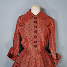 Load image into Gallery viewer, 40s 50s FRED HOWARD RUST COLOURED POLKA DOT FULL CIRCLE DRESS - M