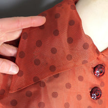 Load image into Gallery viewer, 40s 50s FRED HOWARD RUST COLOURED POLKA DOT FULL CIRCLE DRESS - M