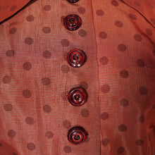 Load image into Gallery viewer, 40s 50s FRED HOWARD RUST COLOURED POLKA DOT FULL CIRCLE DRESS - M
