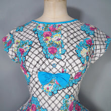 Load image into Gallery viewer, 50s 60s COLOURFUL FLORAL FULL SKIRTED COTTON DAY DRESS - petite fit / XXS
