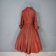 Load image into Gallery viewer, 40s 50s FRED HOWARD RUST COLOURED POLKA DOT FULL CIRCLE DRESS - M