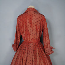 Load image into Gallery viewer, 40s 50s FRED HOWARD RUST COLOURED POLKA DOT FULL CIRCLE DRESS - M