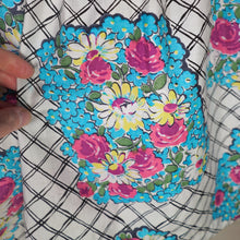 Load image into Gallery viewer, 50s 60s COLOURFUL FLORAL FULL SKIRTED COTTON DAY DRESS - petite fit / XXS