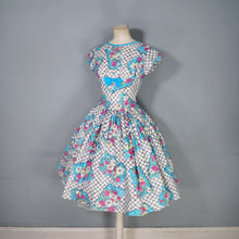 Load image into Gallery viewer, 50s 60s COLOURFUL FLORAL FULL SKIRTED COTTON DAY DRESS - petite fit / XXS