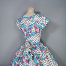 Load image into Gallery viewer, 50s 60s COLOURFUL FLORAL FULL SKIRTED COTTON DAY DRESS - petite fit / XXS