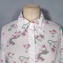 Load image into Gallery viewer, 60s 70s PUPPY DOG NOVELTY PRINT BISHOP SLEEVE COTTON SHIRT - S-M