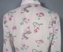 Load image into Gallery viewer, 60s 70s PUPPY DOG NOVELTY PRINT BISHOP SLEEVE COTTON SHIRT - S-M