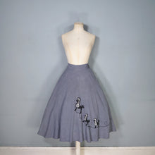Load image into Gallery viewer, 50s SOFT GREY RAYON FULL SKIRT WITH POODLE APPLIQUE - 27"