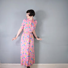 Load image into Gallery viewer, 40s PINK CREPE BUTTON THROUGH MAXI HOUSE DRESS - XS