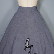Load image into Gallery viewer, 50s SOFT GREY RAYON FULL SKIRT WITH POODLE APPLIQUE - 27"