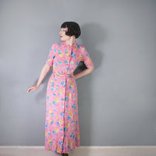 Load image into Gallery viewer, 40s PINK CREPE BUTTON THROUGH MAXI HOUSE DRESS - XS
