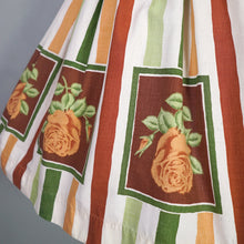 Load image into Gallery viewer, 50s 60s MARY JANE OF LONDON FRAMED ROSE AND STRIPE PRINT COTTON DAY DRESS - XS-S
