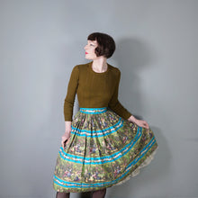 Load image into Gallery viewer, ROCOCO NOVELTY PRINT BLUE GREEN 50s FULL SKIRT - 26&quot;