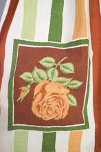 Load image into Gallery viewer, 50s 60s MARY JANE OF LONDON FRAMED ROSE AND STRIPE PRINT COTTON DAY DRESS - XS-S