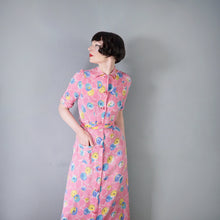 Load image into Gallery viewer, 40s PINK CREPE BUTTON THROUGH MAXI HOUSE DRESS - XS