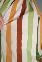 Load image into Gallery viewer, 50s 60s MARY JANE OF LONDON FRAMED ROSE AND STRIPE PRINT COTTON DAY DRESS - XS-S