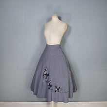 Load image into Gallery viewer, 50s SOFT GREY RAYON FULL SKIRT WITH POODLE APPLIQUE - 27"